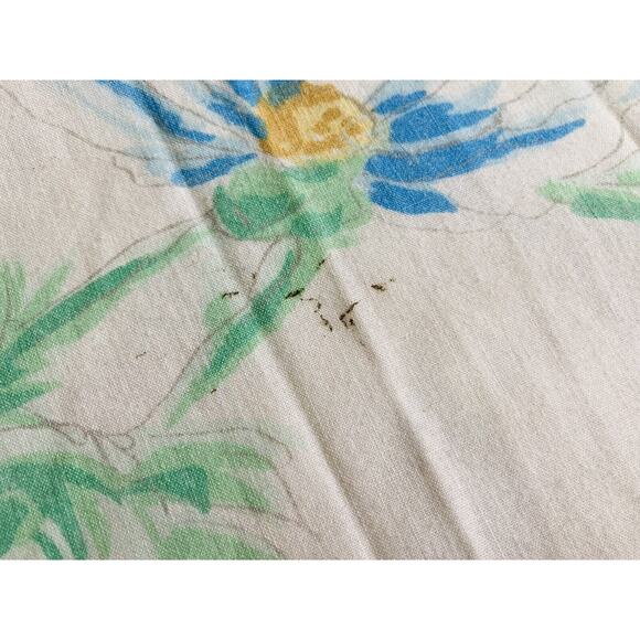 VTG Lady Pepperell KING FLAT Sheet Wild Flower Butterflies Floral Ruffle Cottage - Picture 9 of 14